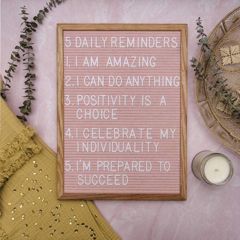 Felt Like Sharing Letter Board (Light Pink Felt - 12â€x16â€) â€“ Changeable Message Board with 3 Sets of Felt Board Letters for Home, Office & Aesthetic Room Decor â€“ Wall Letterboard Signs In Oak Frame - Image 2
